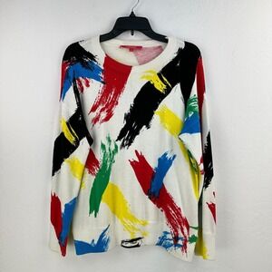Catherine Malandrino Sweater Womens M Colorful Cotton‎ Modal Pullover Paintbrush